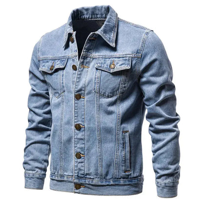 Men’s Denim Jacket Slim Fit Vintage Motorcycle Style LariLeo Store