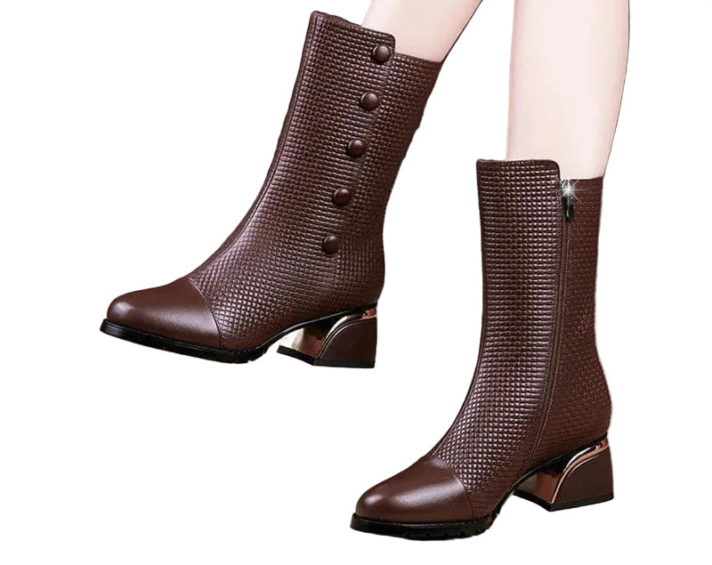 Women’s Boots CINESSD Winter Leather Fashion Ankle