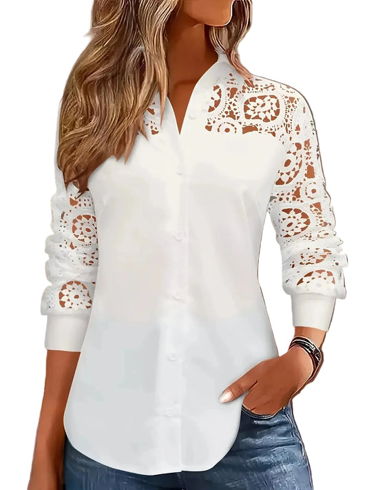 Womens Loose Long Sleeve Shirt elegant casual blouse LariLeo Store