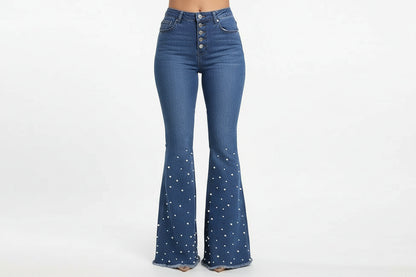 Women Flare Denim Pants High Waist Vintage LariLeo Store