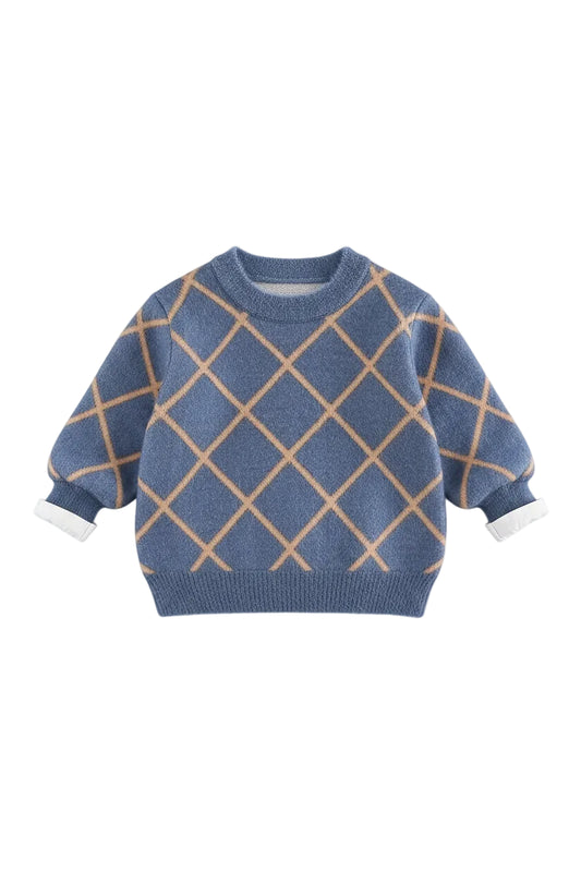 Boys Fleece Lined Sweater Autumn Winter Pullover