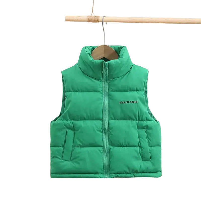 Kids Down Coat Winter Vest with High Neck Design