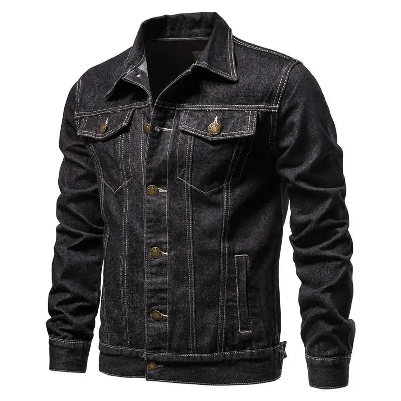 Men’s Denim Jacket Slim Fit Vintage Motorcycle Style LariLeo Store