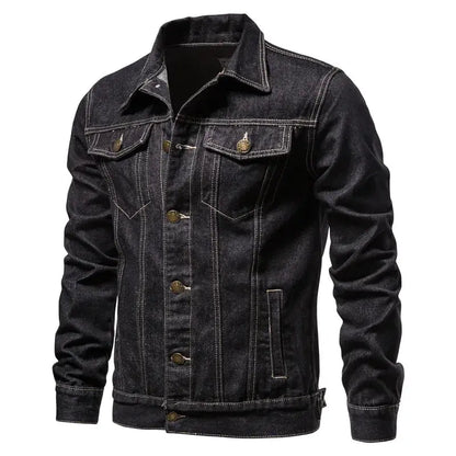 Men’s Denim Jacket Slim Fit Vintage Motorcycle Style LariLeo Store