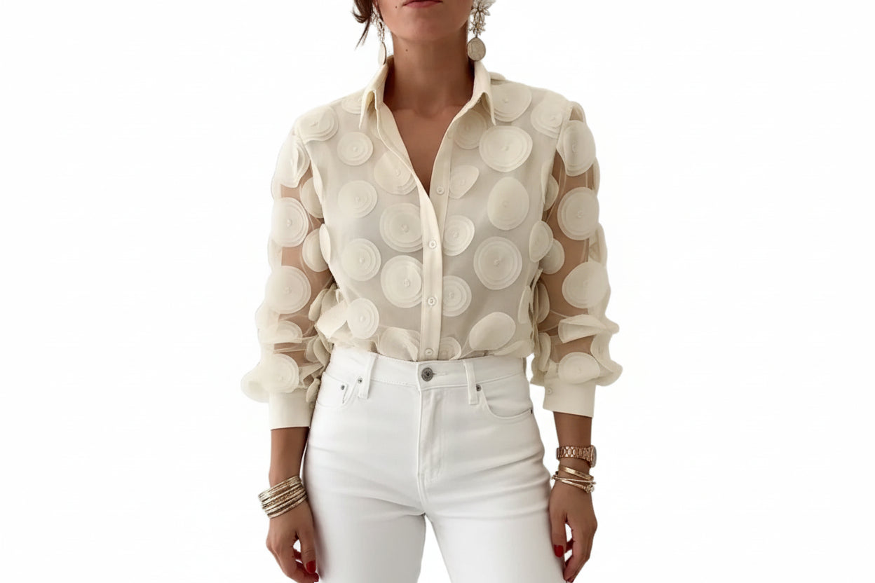 Women Hollow Long Sleeve Blouse LariLeo Store
