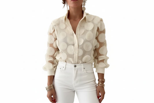 Women Hollow Long Sleeve Blouse LariLeo Store