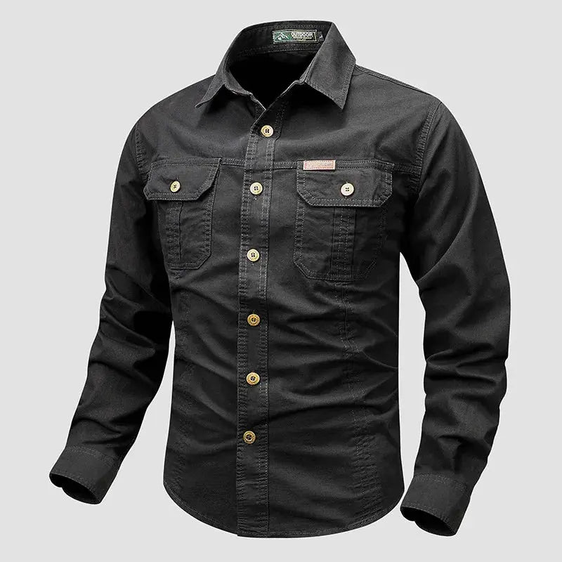 Retro Cargo Mens Long Sleeve Shirt casual button up spring fall LariLeo Store