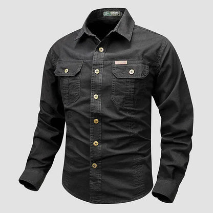 Retro Cargo Mens Long Sleeve Shirt casual button up spring fall LariLeo Store