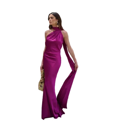 Womens Satin Ribbon Party Dress elegant LariLeo Store