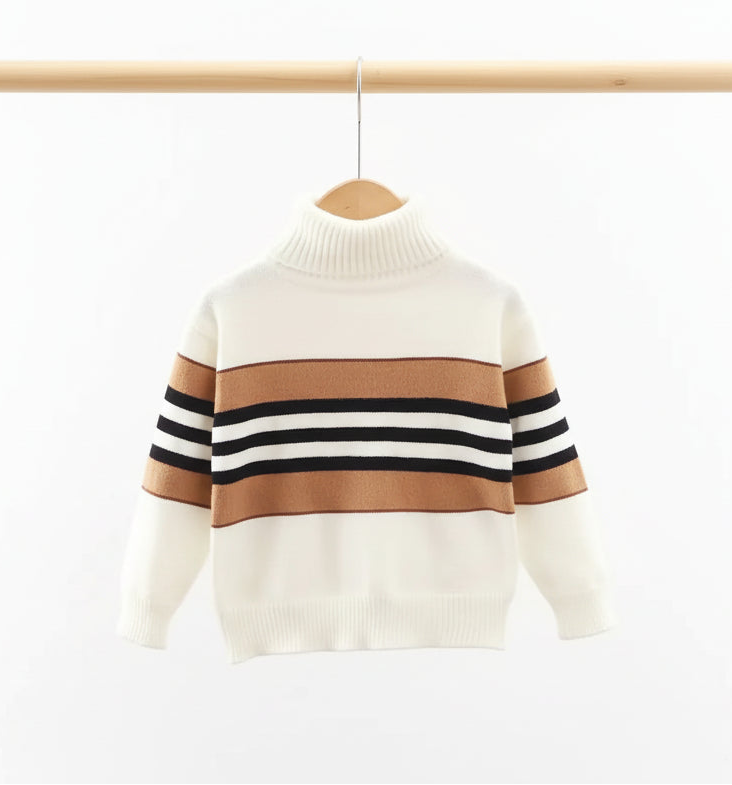 Boys Sweater Autumn Winter High Collar Knitwear