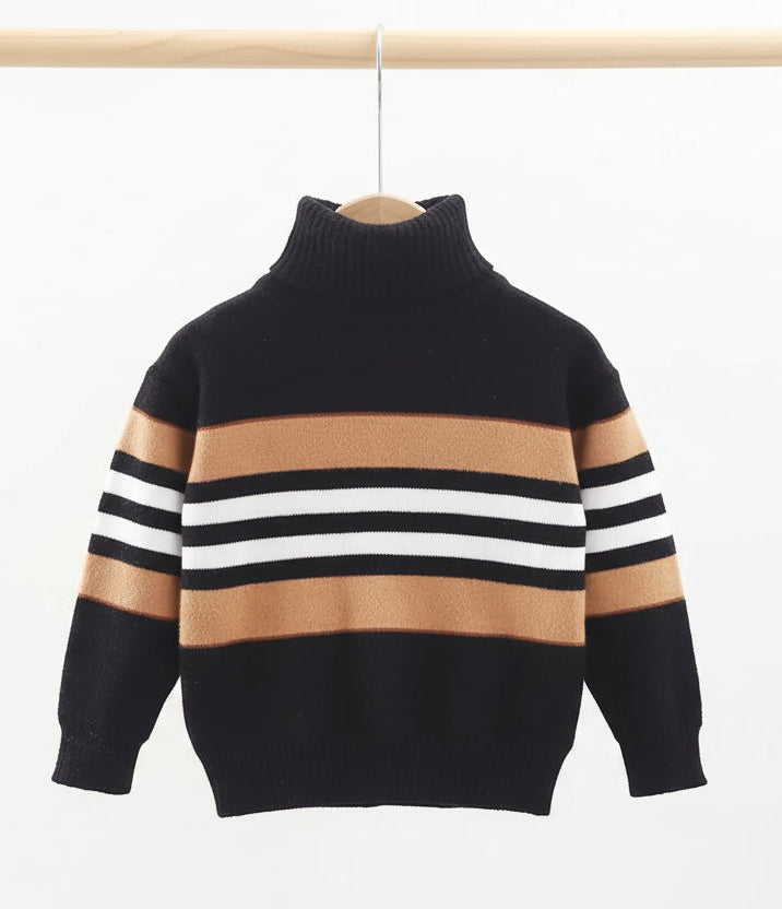 Boys Sweater Autumn Winter High Collar Knitwear