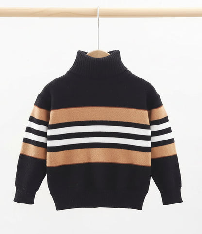 Boys Sweater Autumn Winter High Collar Knitwear
