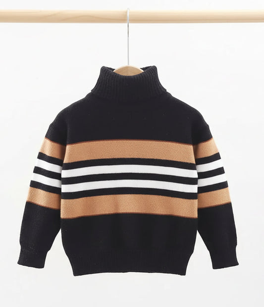 Boys Sweater Autumn Winter High Collar Knitwear