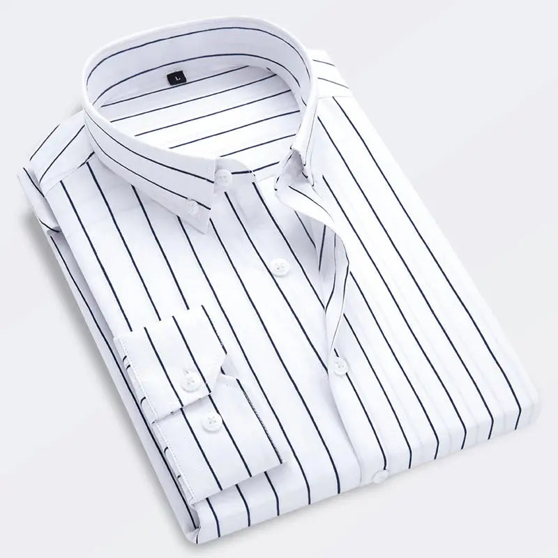 Men’s Casual Striped Shirt long sleeve slim fit Korean style LariLeo Store
