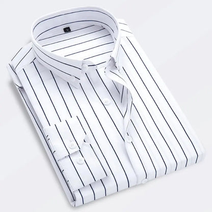 Men’s Casual Striped Shirt long sleeve slim fit Korean style LariLeo Store