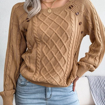 Womens Textured Lantern Sleeve Sweater LariLeo Store