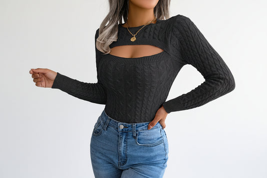 Womens Hollow Long Sleeve Sweater LariLeo Store