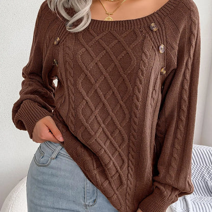 Womens Textured Lantern Sleeve Sweater LariLeo Store