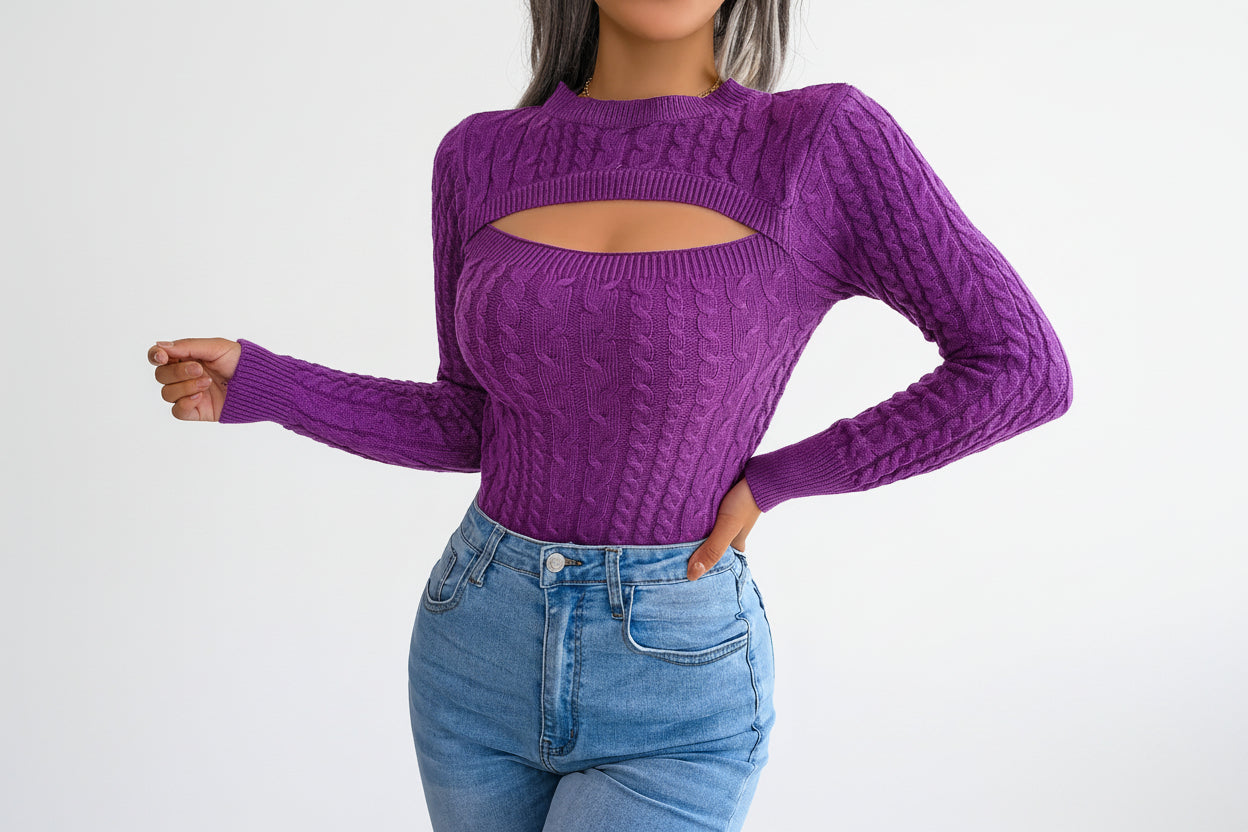 Womens Hollow Long Sleeve Sweater LariLeo Store