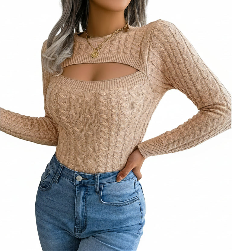 Womens Hollow Long Sleeve Sweater LariLeo Store