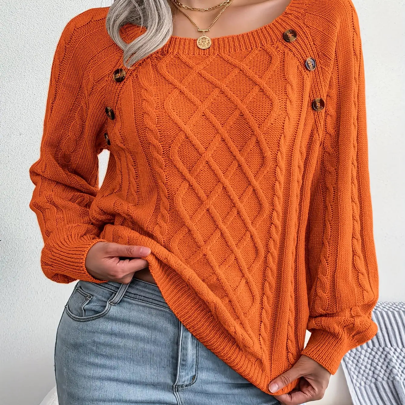 Womens Textured Lantern Sleeve Sweater LariLeo Store