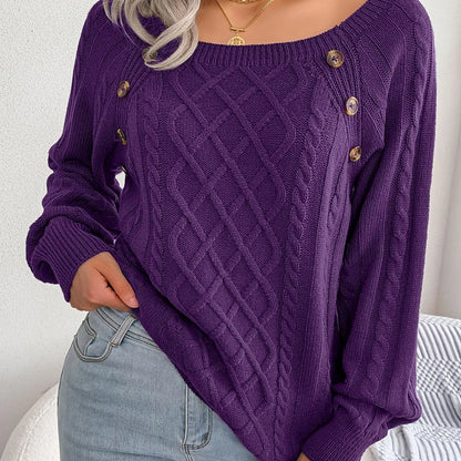 Womens Textured Lantern Sleeve Sweater LariLeo Store